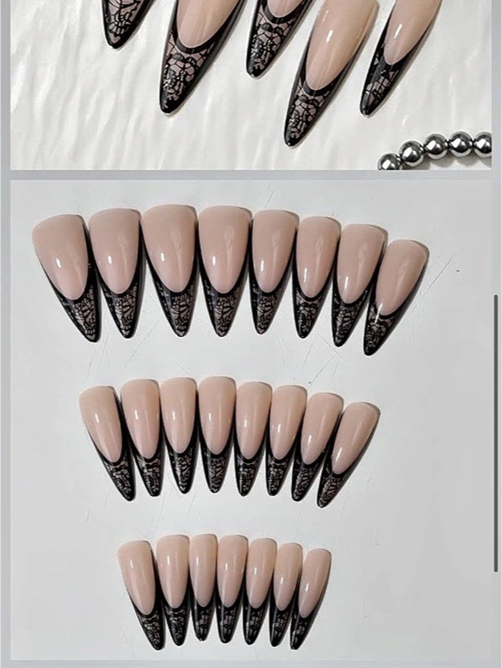Pink & Black Press-On Nails